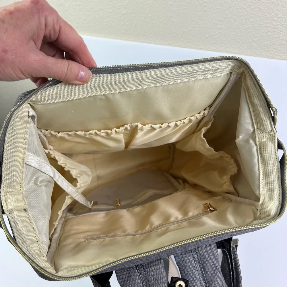 Aofider Gray with Gold accents Diaper Bag Backpack Like New Cond. - Picture 7 of 7